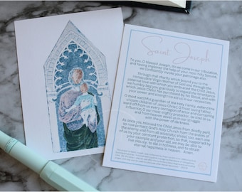 St. Joseph Greeting Card, Holy Card, and Art Print (A6 cards, 5x7inch reproduction, holy card/bookmark)