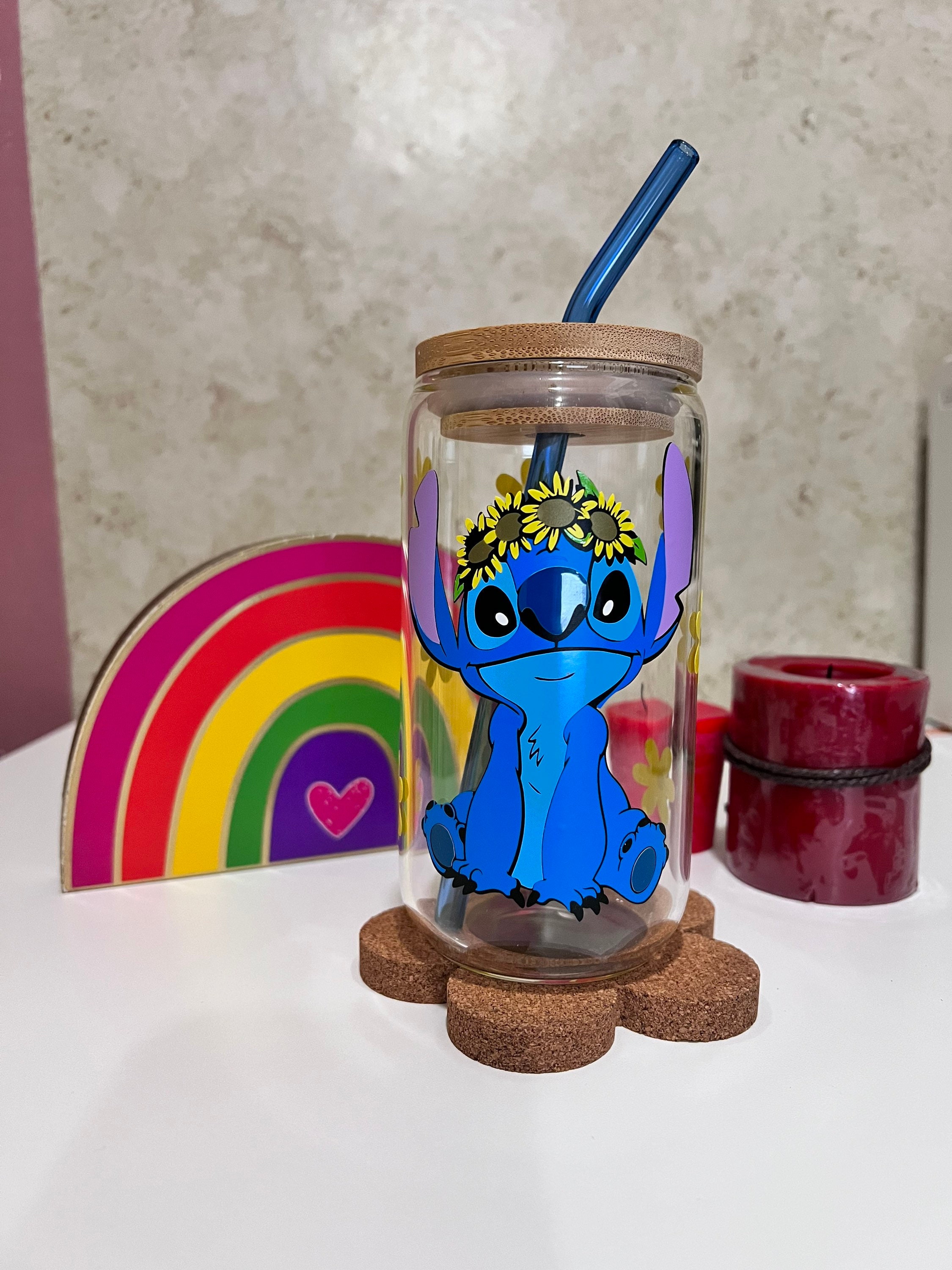 Stitch and Angel Confetti Tumbler 20oz Cold Hot Drinks Steel Cup Lid and  Straw