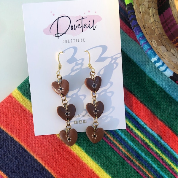 Petite Mexican barro heart earrings, Latino inspired earrings, Mexican earrings, cazuelita style studs, corazones, Valentine’s gift