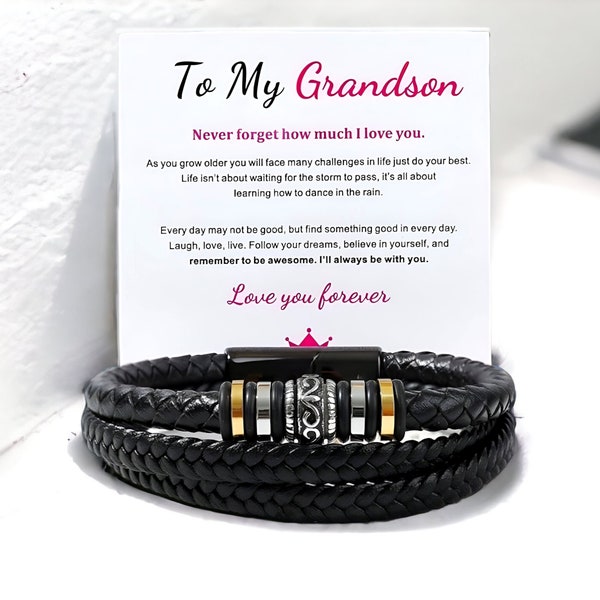 Grandson Bracelet, Double Row Bracelet For Grandson, Grandson Gift, Gift for Grandson, Christmas Gift, Birthday Gift