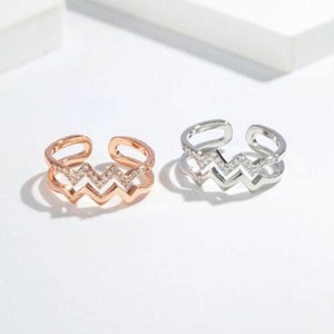 To My Daughter Ring Highs and Lows Ring Double Wave With CZ - Etsy UK