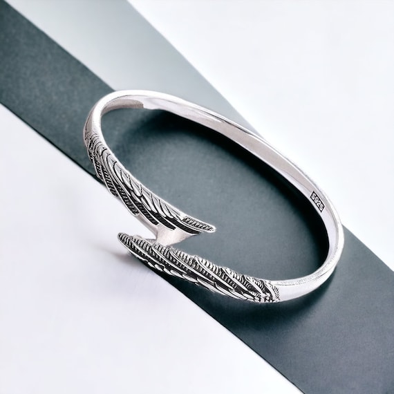 Sterling Silver Angel Wing Bracelet with Rhodolite Garnet – Elements Of  Grace