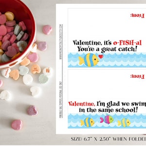 Printable Valentine&#39;s Day Treat Bag Labels, Goldfish Valentine Bag Toppers, Valentine Snack Bag Topper, Valentine Labels, Fish Valentine Tag