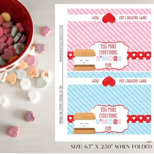 Valentine S&#39;more Taschendeckel, druckbare S&#39;more Etiketten, S&#39;more Aufkleber, S&#39;more Fun, druckbare Valentinskarten, Easy Valentine druckbare Kinder