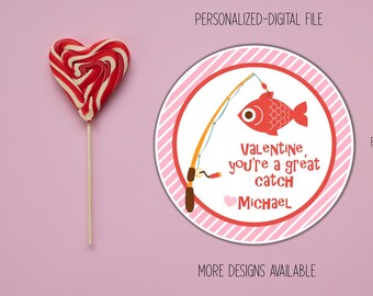 Valentine Goldfish Labels, Valentine goldFish favor Tags, Preschool Valentine Tags, Valentine Cards for Kids, Printable Valentine Stickers