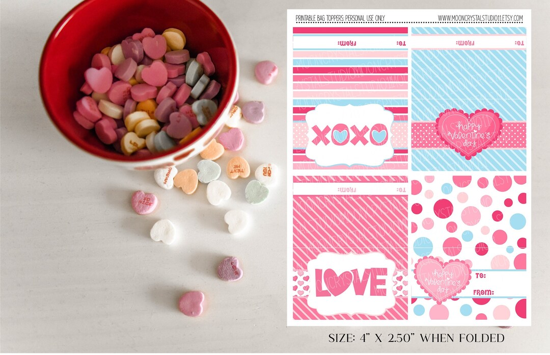 Printable Valentine Treat Bag Toppers Valentine Labels Valentine Treat Topper Valentine s Day