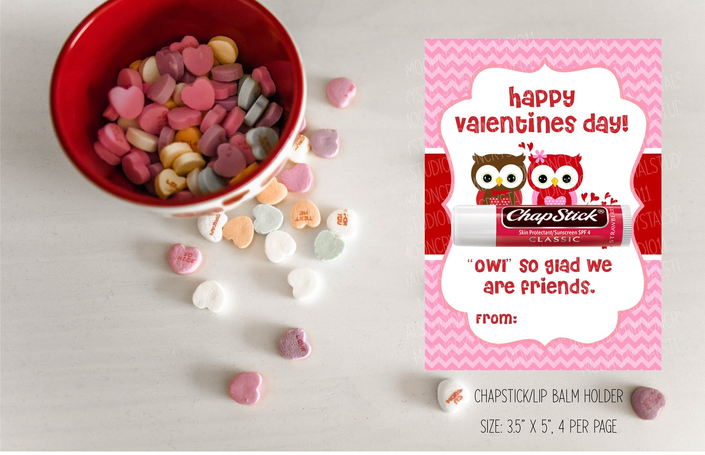 Owl Valentine Cards, Valentine Chapstick Holder, Lip Balm Valentine Card, You're the Balm, Lip B