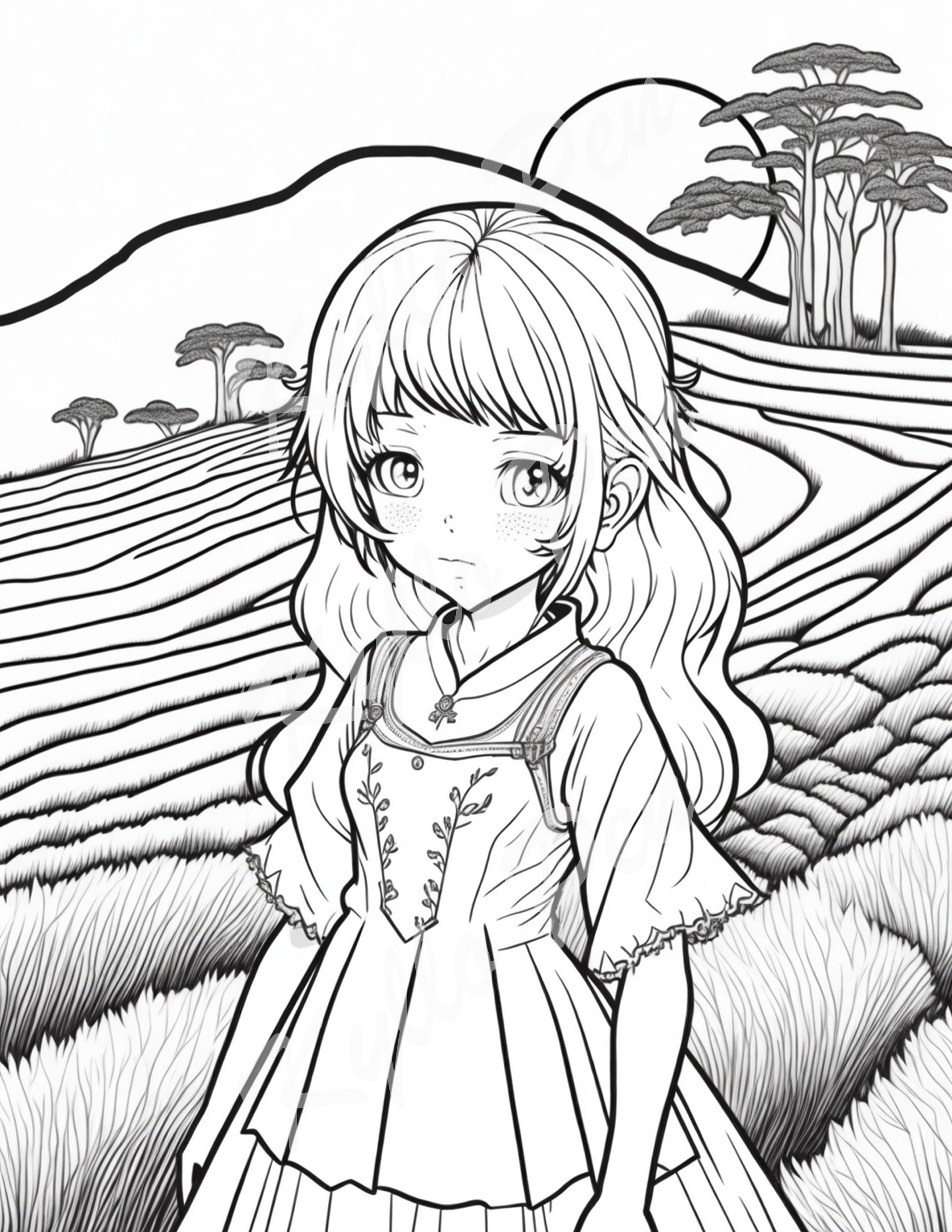 SG24 Anime Style Coloring Digital Page for Adults and Kids of a School ...