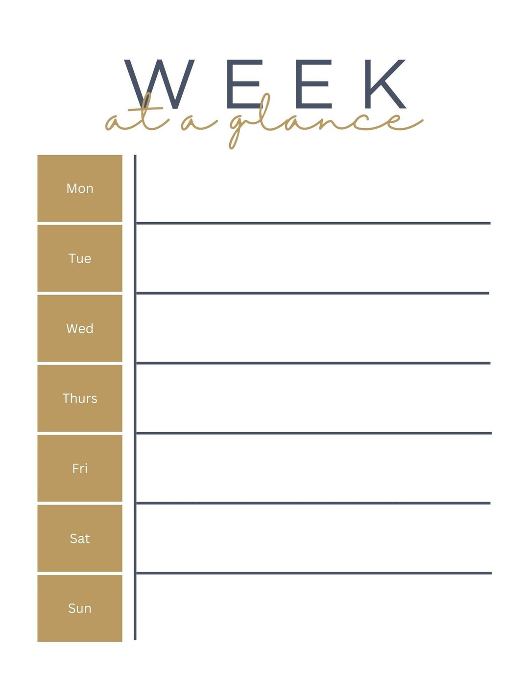 Digital Download Printable Weekly Planner Monday-sunday - Etsy