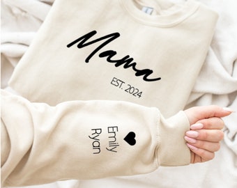 Personalised Mum Sweatshirt With Children’s Names On The Sleeve