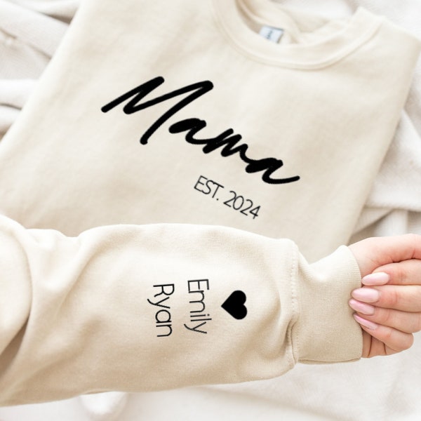 Mothers Day Sweatshirt, Mums Personalised Jumper, Custom Mothers Day Gifts, Grandmothers Gifts, Matching Mums Jumpers -NECK & SLEEVE