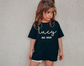 Personalised baby/kids Tshirt - CURSIVE NAME & EST