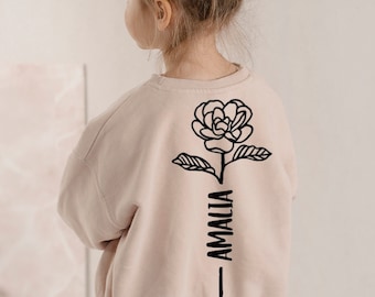 Personalised baby/kids sweatshirt - FLOWER STEM NAME