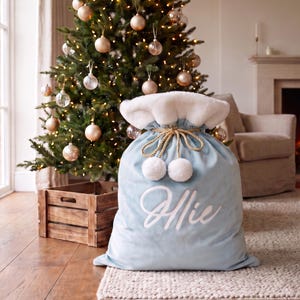 Personalised Christmas Sack, Custom Santa Sack with Name, Velvet Christmas Sack, Kids First Christmas Decorations