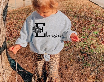 Personalized baby/kids sweatshirt - FLORAL INITIAL NAME