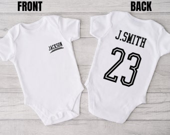 Personalised Baby Bodysuit/ Custom Name Onesie, Baby Shower Gift, New Baby Outfit - JERSEY DESIGN