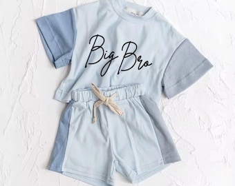 Big Bro Or Big Sis T-shirt & Short Set, Baby Reveal Outfit For Older Sibling, Pregnancy Announcement