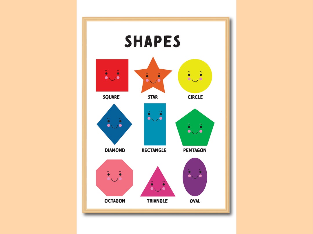 Rainbow Shape Chart, Playroom Wall Art, Geometric Shapes Wall Art ...