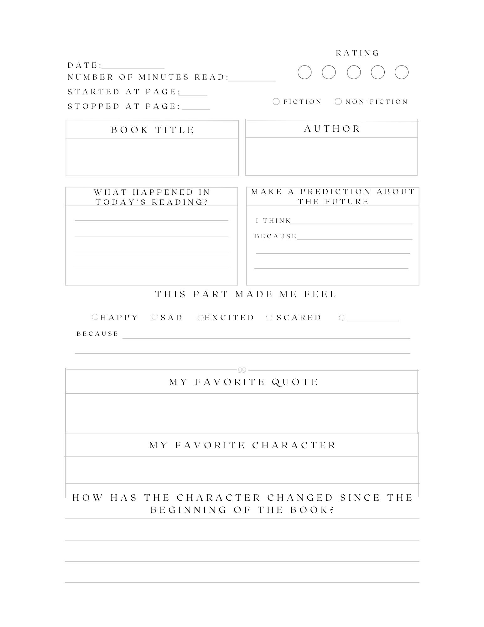 Kids Reading Log, Book Log, Daily Reading Log for Kids, Reading Journal