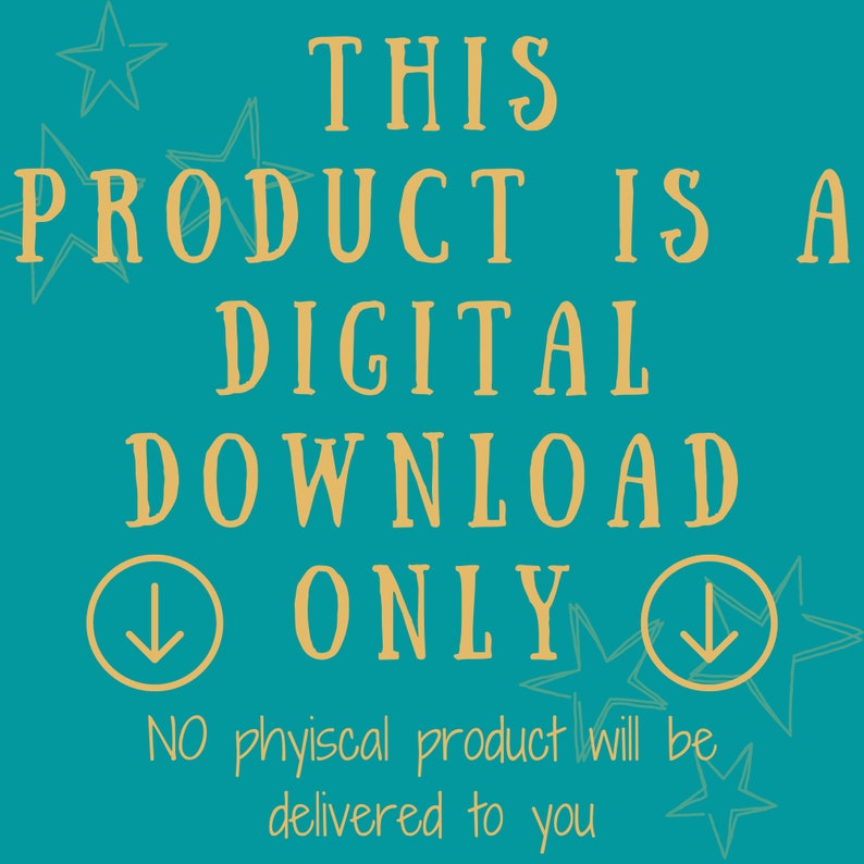 Pu&ograve; includere: Uno sfondo blu turchese con stelle dorate e testo che recita "QUESTO PRODOTTO &Egrave; UN DOWNLOAD DIGITALE SOLO. NESSUN prodotto fisico verr&agrave; consegnato."
