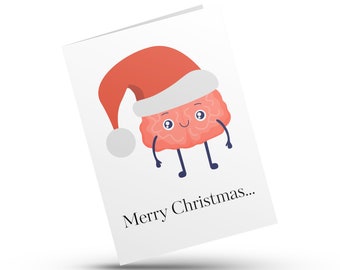 Gehirn Weihnachtskarte, druckbare Weihnachtskarte, medizinische Weihnachtskarte, Weihnachtskarte für Psychologen, Ärzte, Neurologen