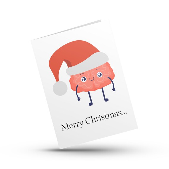 Brain christmas card, printable christmas card, medical christmas card, christmas card for psychologists, doctors, neurologists