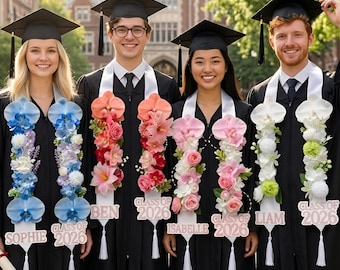 Custom Handmade Floral Graduation Stole, Floral Graduation Lei, Personalized Flower Sash, Unique Graduation Gift, Custom Flower Sash 2026