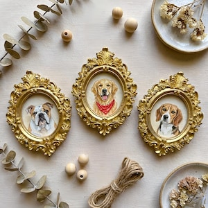 犬と女性の油彩画 金色フレーム 絵画 Antique dog painting gold frame - Etsy 日本