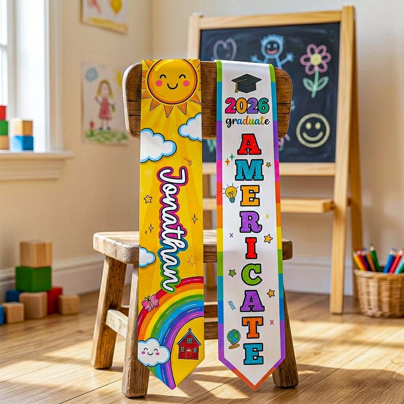 Personalized Kindergarten Graduation Stole Class of 2026, Custom Name ...