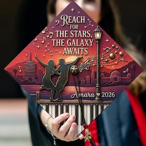 La La Land Graduation Cap Topper, Reach for the Stars the Galaxy