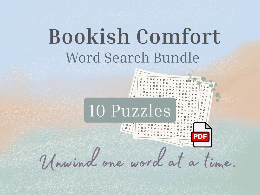 Book Lover Word Search Bundle, 10 Cozy Reading Puzzles, Printable Brain ...
