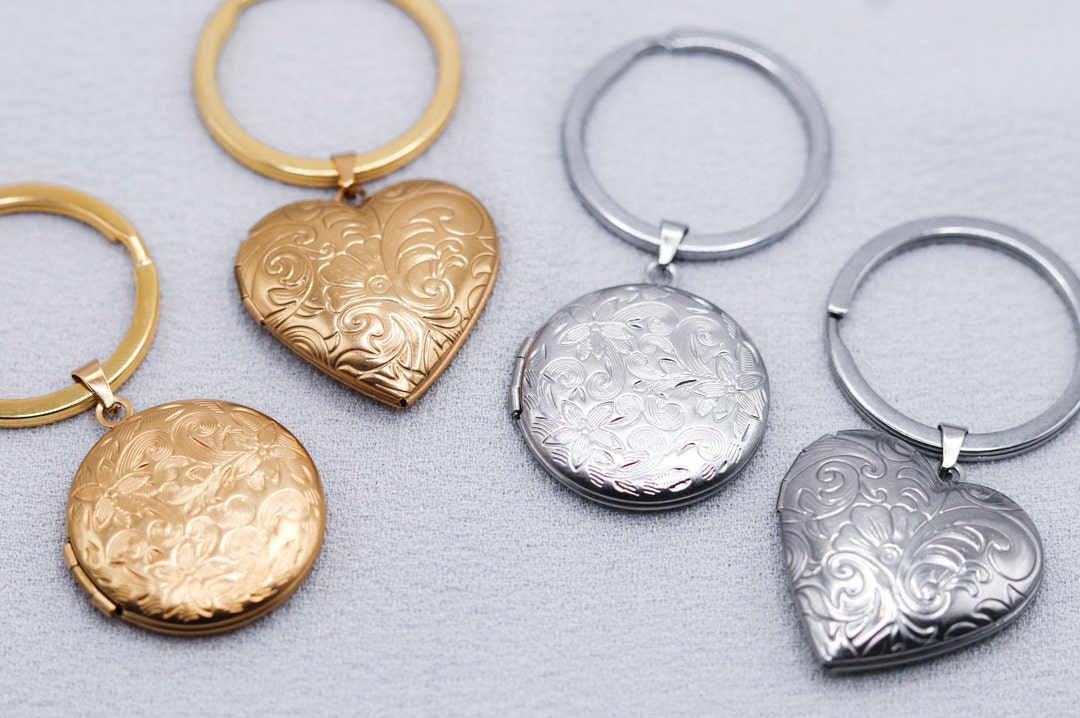 Ornate Locket Keychain in Gold or Silver by Sundayminimalism Large ...