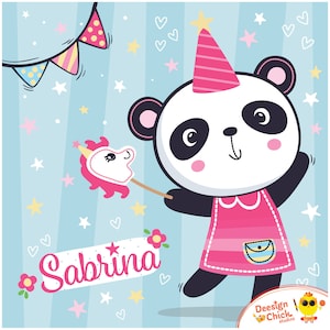 Personalized Party Panda Downloadable Digital File makes the Perfect Gift | Get Your High Res Artwork to Print and Brighten up any Room!
