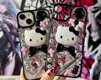 Kawaii cartoon black kitty Phone Cases iPhone 15 14 13 12 11 Pro Max case iPhone 13 12 mini case iPhone XR XS Max Case iPhone 7 8 case