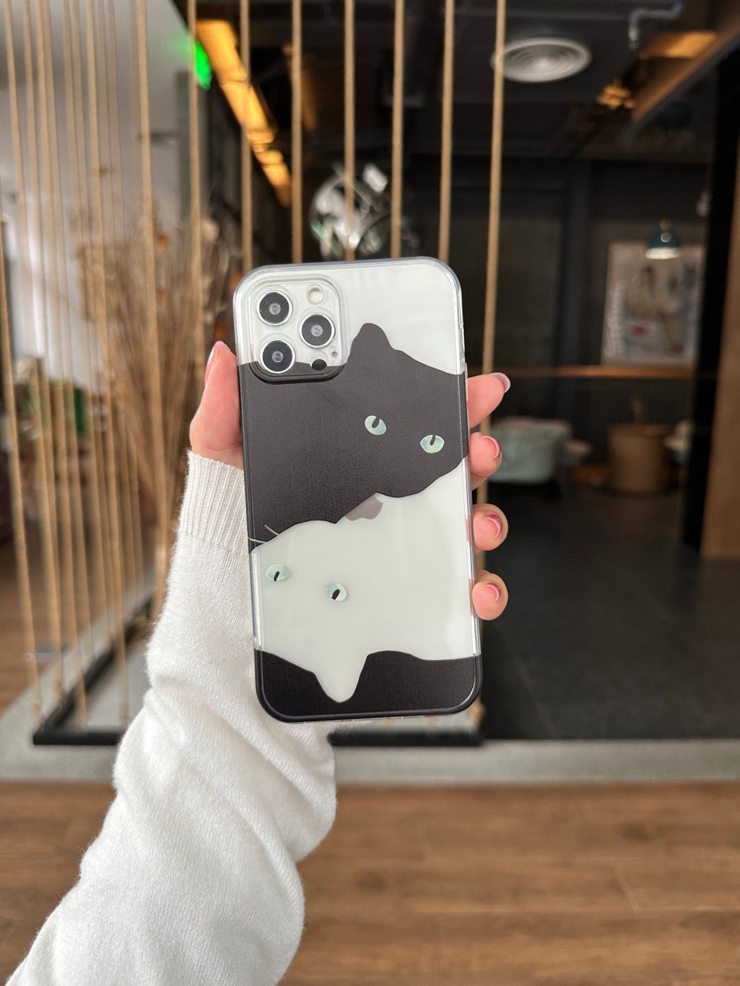 Cute Black and White Cat Phone Cases Iphone 14 13 12 11 Pro Etsy