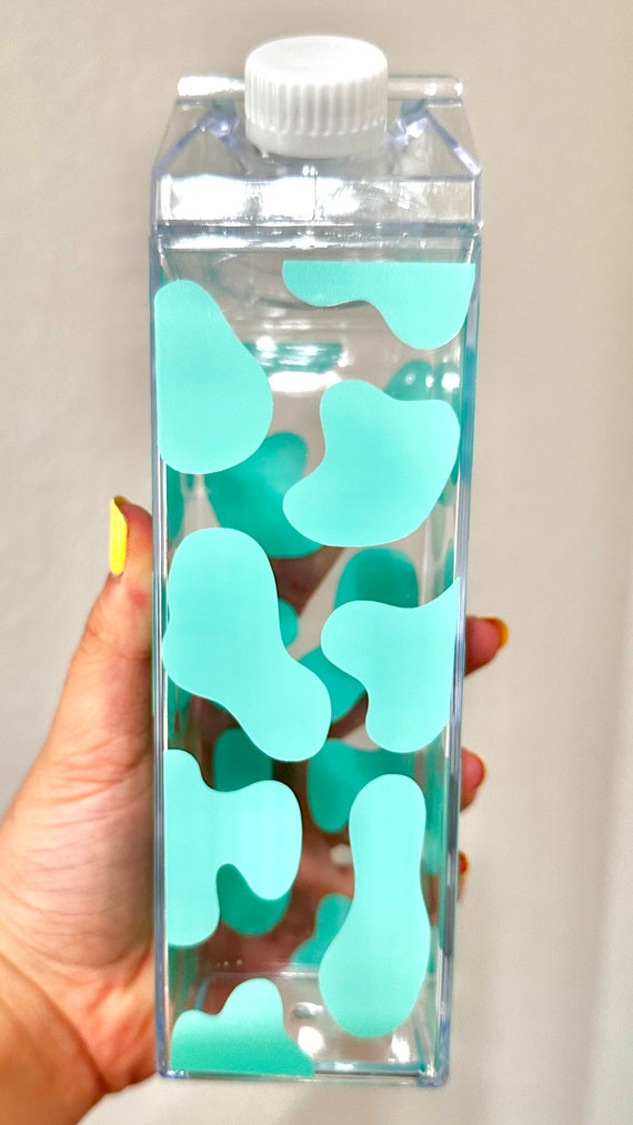 Trendy Water Bottle Mint Cow Print Bottle Kawaii Reusable 