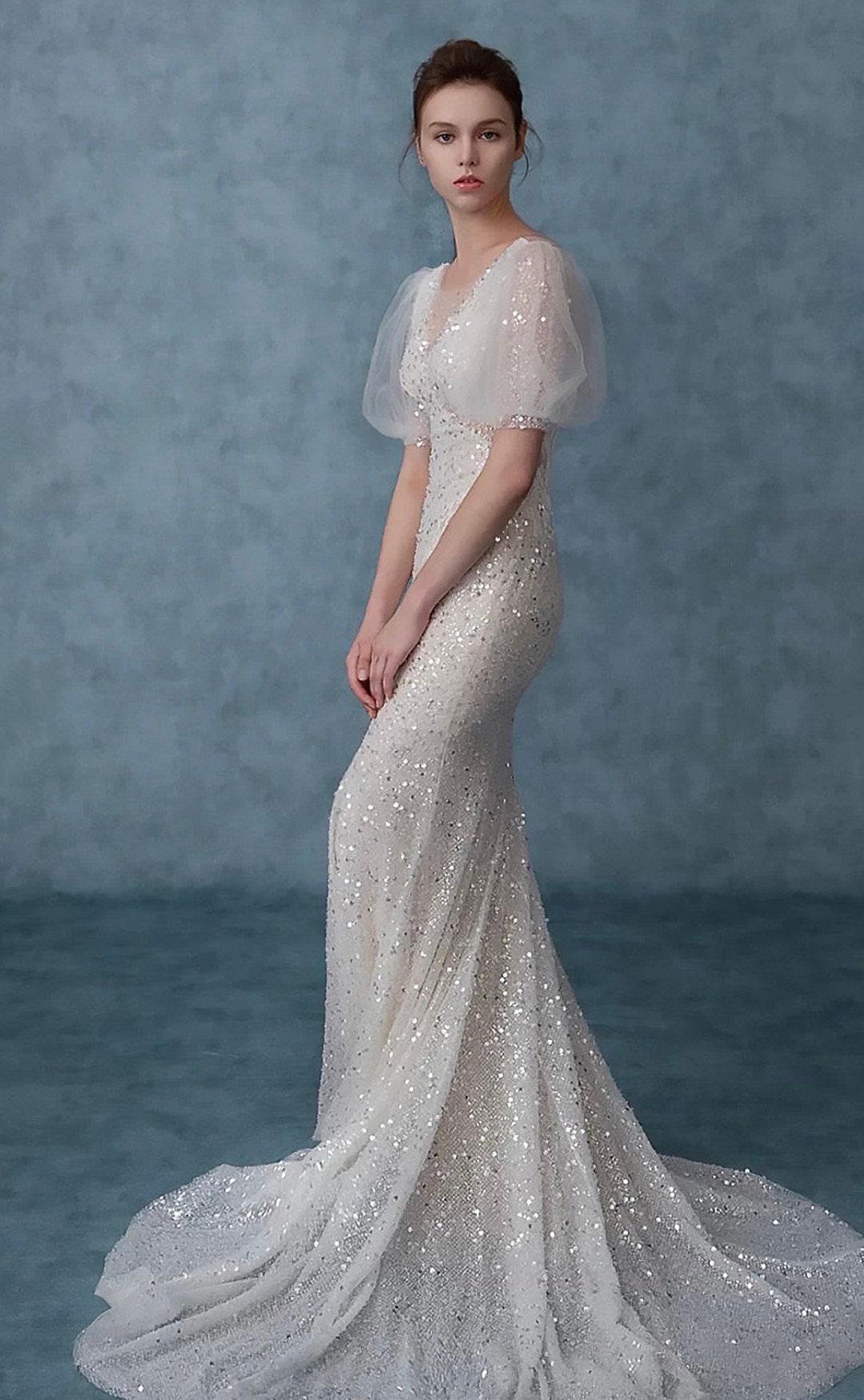 Luxury Modern Mermaid Wedding Dress With Shiny Beads Short Etsy