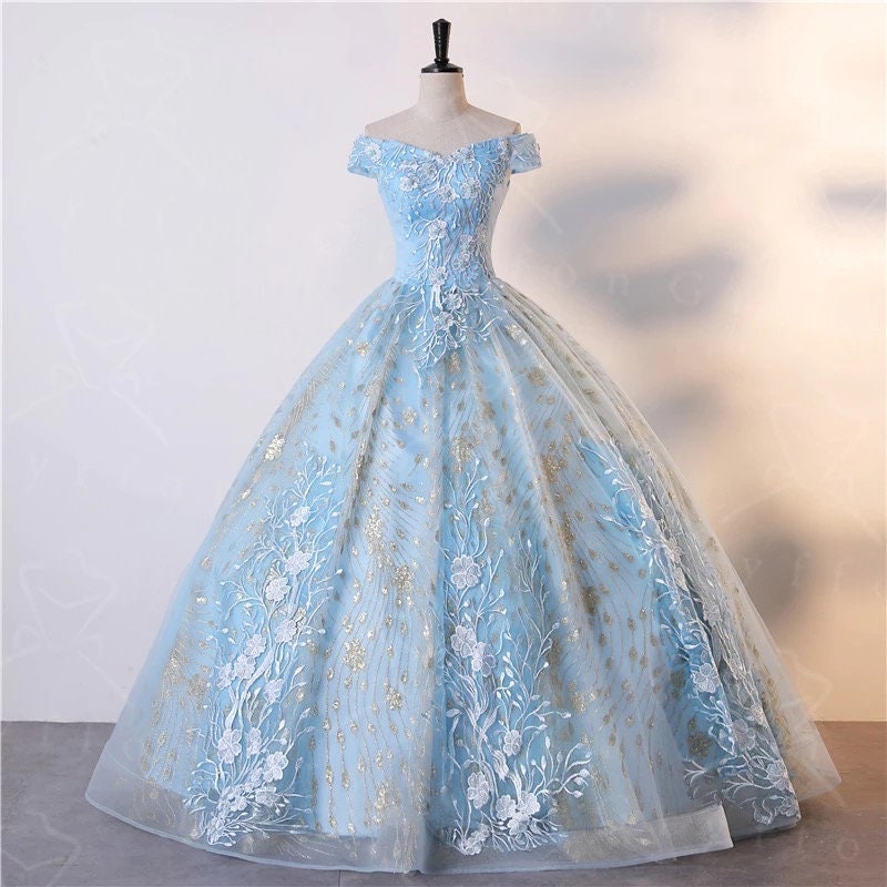 Light Blue Quinceanera Dresses off the Shoulder Party Dress - Etsy