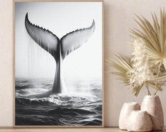 Whale Tail Print Humpback Whale Art Black White Modern Wall Art Ocean Photography Marine Whale Art Print Above Bed Decor Ocean Lover Gift