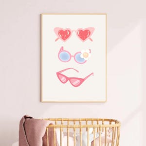 Cute Sunglasses Wall Art Preppy Print Playroom Decor Girls Room Nursery Decor Trendy Nursery Wall Art Girl Baby Shower Gift Cute