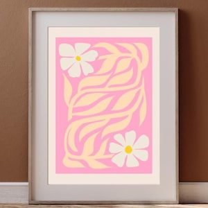 Abstract Botanical Flowers Print Floral Printable Wall Art Pink Beige Print Modern Boho Wall Decor Dorm Room Wall Art Girly Aesthetic