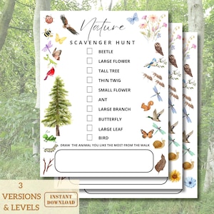 Nature Scavenger Hunt Printable Outdoor Treasure Hunt for Kids Camping Game Nature Walk Activity Children Scavenger Hunt Birthday Activity