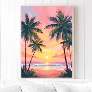 Coastal Palm Tree Artwork Gift for Beach Lover Wall Art Beach House Decor Coastal for Dorm Bedroom Print Beach Modern Coastal Decor Beachy