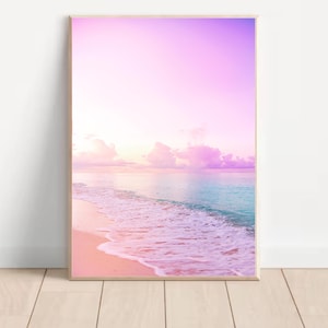 Pink Purple Sunrise Wall Art Beach Sunrise Cloud Print Skyline Art Sunset Print for Home Office Decor Above Bed Wall Art Sunset Poster Beach
