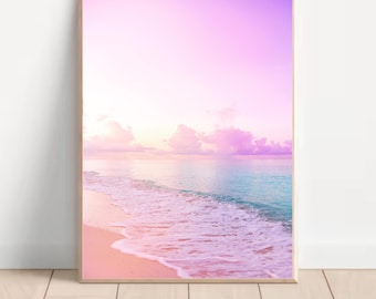 Pink Purple Sunrise Wall Art Beach Sunrise Cloud Print Skyline Art Sunset Print for Home Office Decor Above Bed Wall Art Sunset Poster Beach