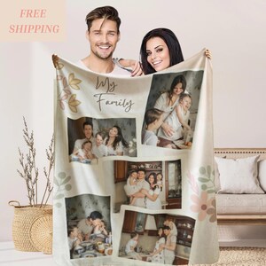 Picture Blanket With Text Personalized Photo Blanket Collage Family Blanket Memorial Blanket Anniversary Gift Mother&#39;s Day Friend Gift