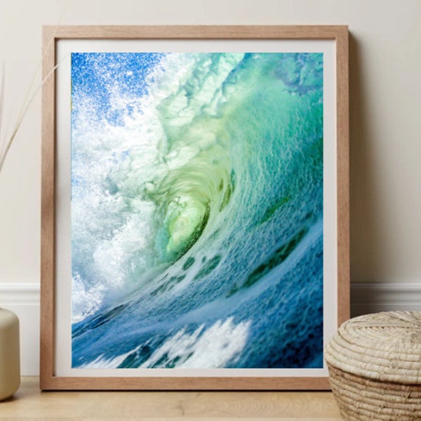 Ocean wave photo coastal photography prints large wave turquoise print surf wall art ocean waves instant download