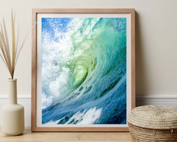 Ocean wave photo coastal photography prints large wave turquoise print surf wall art ocean waves downloadable art wave sea photo wave tube