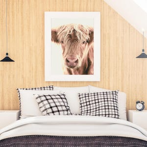 Highland Cow Farmhouse Print Farm Animal Wall Art Farmhouse Photography Print Brown Highland Cow Rustic Cow Printable Shaggy Cow Photography