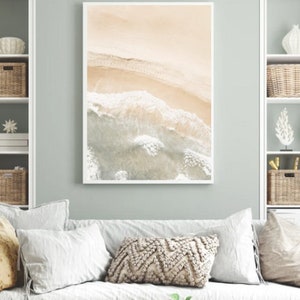 Impresión de playa neutra Arte de pared costero Decoración boho Arte de pared minimalista Impresión beige Póster de océano Arte de pared de costa Impresión relajante Regalo neutro